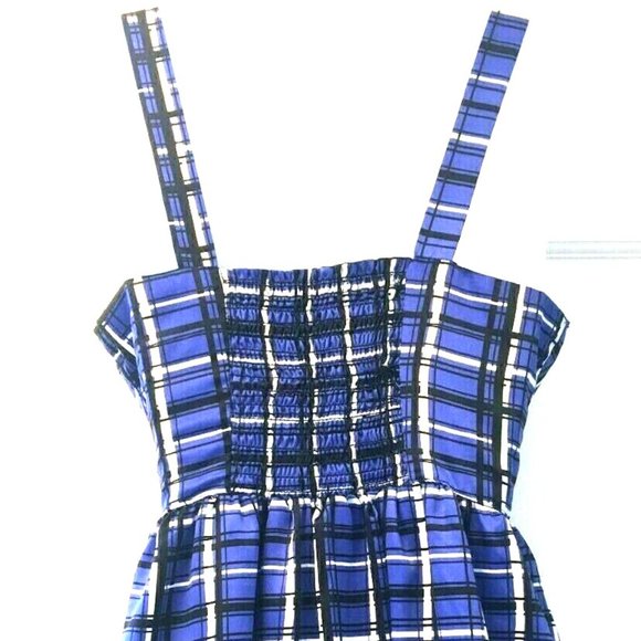 Forever Twenty One 21 Tank Top Blouse Shirt / Mini Dress S Plaid Blue Black - Picture 8 of 10
